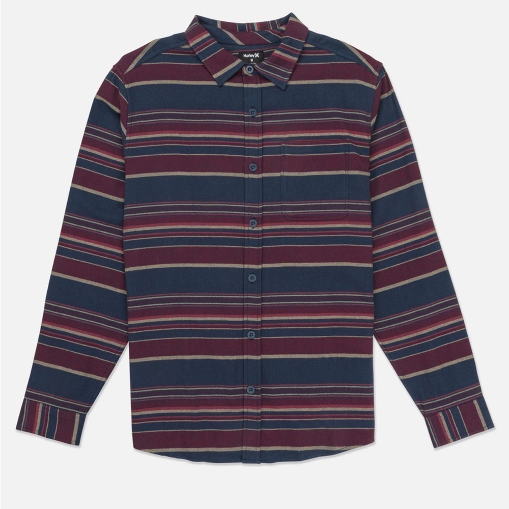 Hurley Portland Organic Flannel Long Sleeve Shirt XXL Armored Navy NEW W Tags